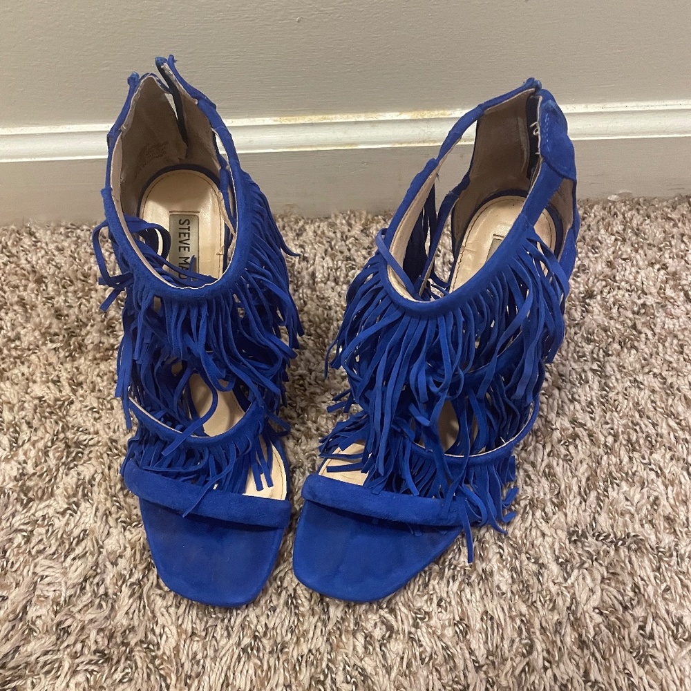 Royal Blue Fringe Heels